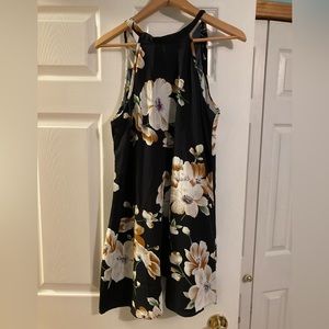 Size medium, SHEIN halter neck navy floral dress